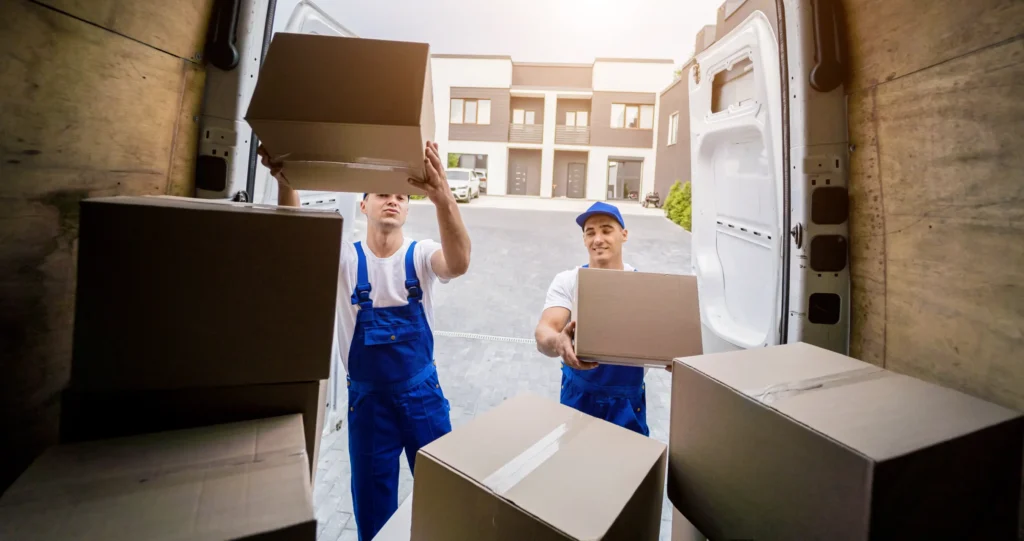 experts working on putting packages in truck